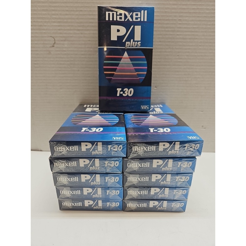 Lot of 11 VHS Tapes MAXELL P/I Plus T-30 Video Cassette Tapes NEW Made In USA